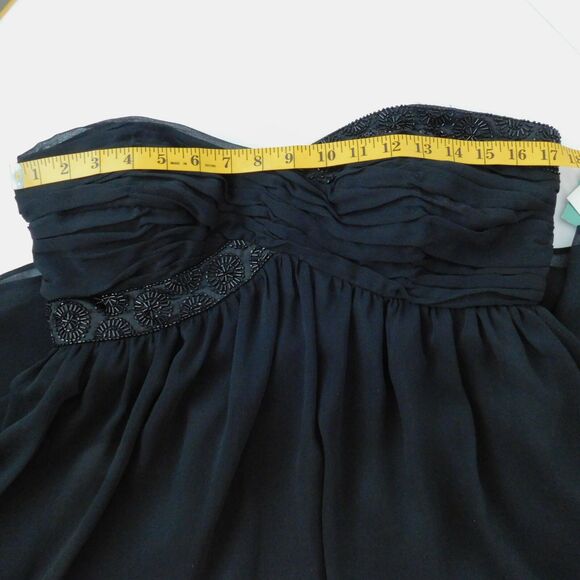 London Style Nights Black Cocktail Dress Strapless Womens 12 Chiffon Flowing NWT - Picture 5 of 12